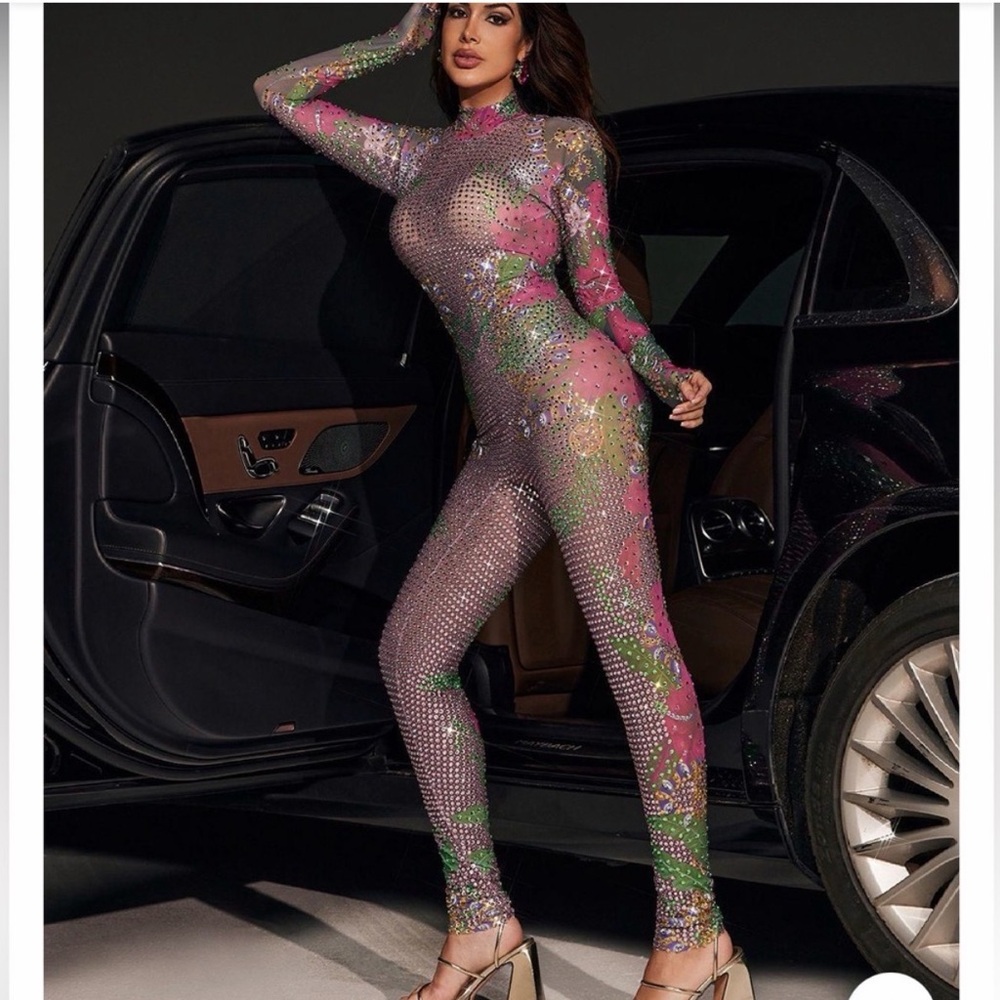Mewmews Multicolor Rhinestone Jumpsuit - Picture 2 of 6